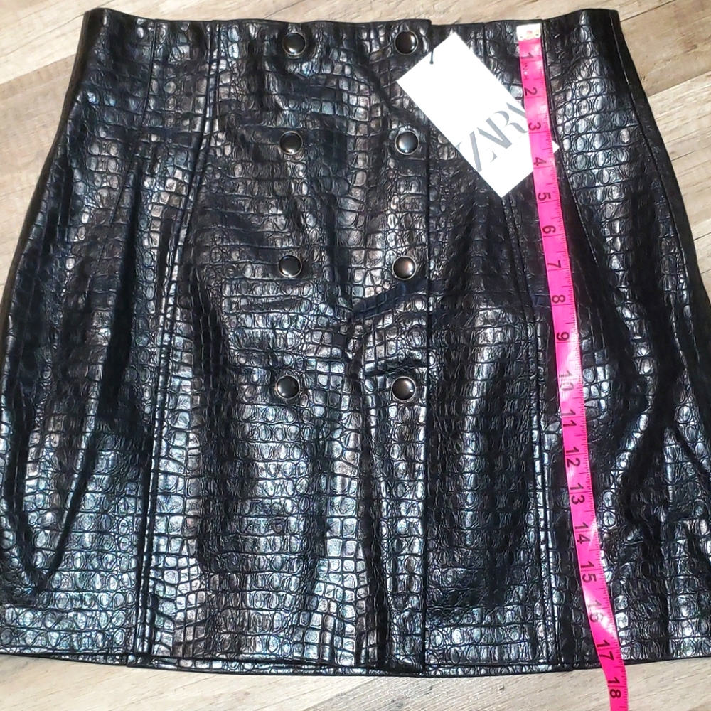 ZARA FAUX LEATHER MINI SKIRT HIGH-WAISTED - Picture 15 of 16